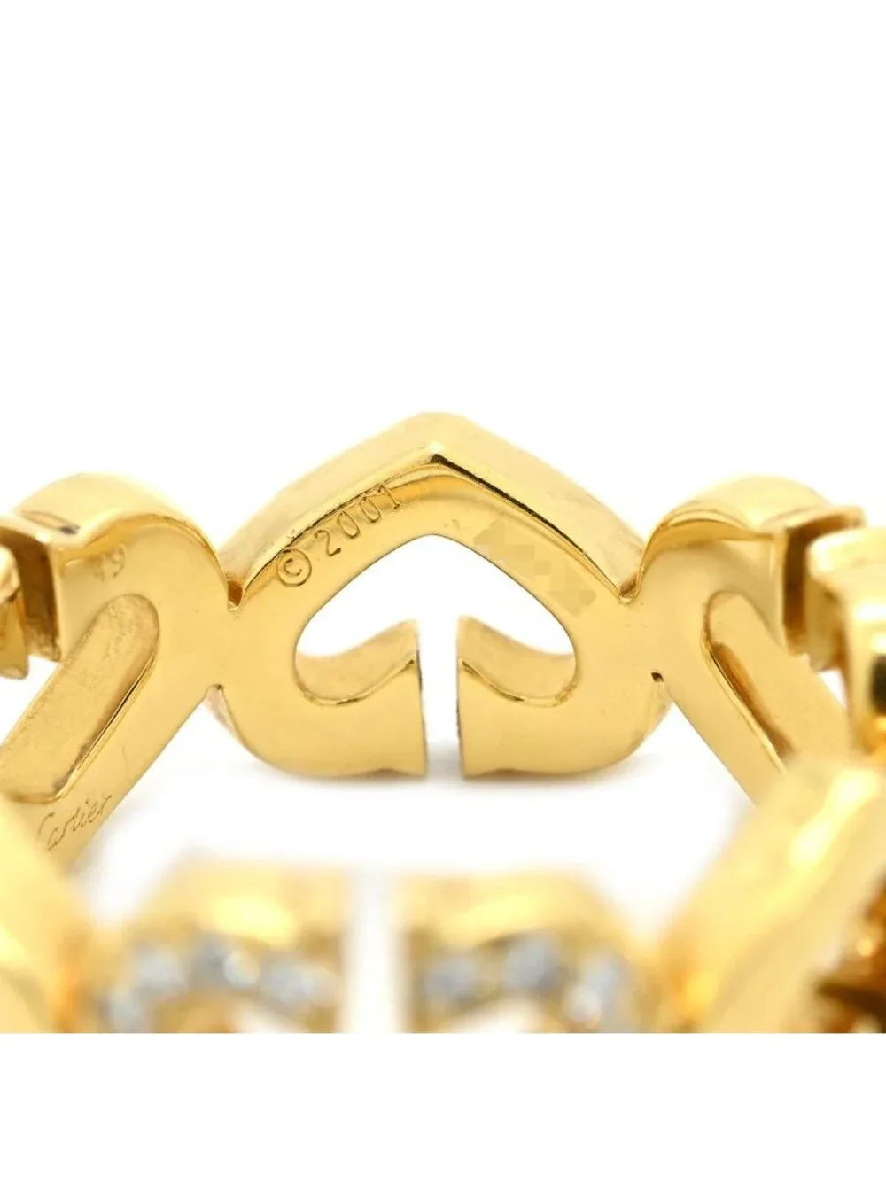 Cartier Ring C Heart Diamond Yellow Gold 49 18k Pave